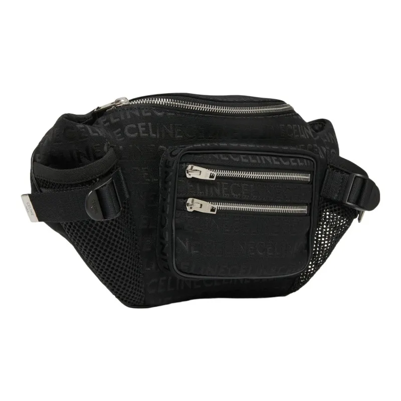 CELINE Jacquard Calfskin One Shoulder Crossbody Bag, Sling Bag, Fanny Pack Men's Black-1