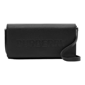 Burberry Calfskin Shoulder Bag Crossbody Bag Wallet Large Size Women's Black