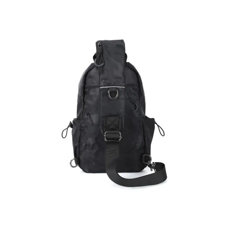 LANDCASE Fabric Crossbody Bags Sling Bags Unisex Black/Camouflage Black-2