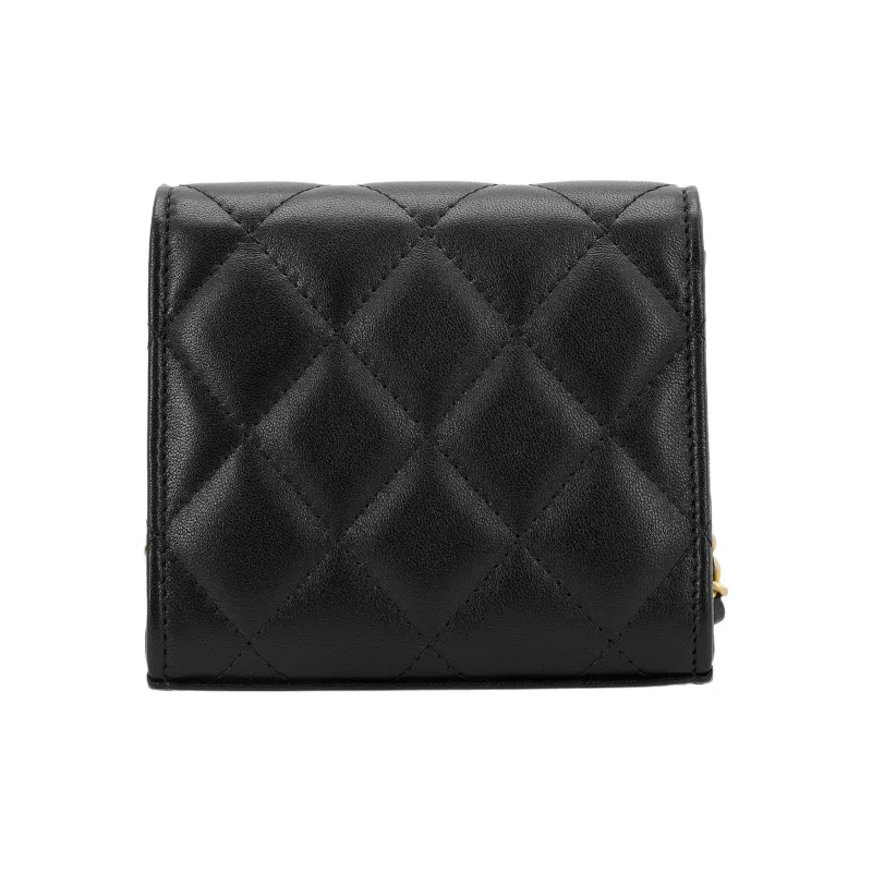 CHANEL Lambskin One Shoulder Handheld Crossbody Bag Women's Black-2