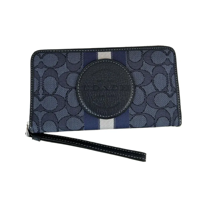 COACH Dempsey Jacquard With Pebbled Leather Card Holder, Wallet Women's Midnight Marine-1