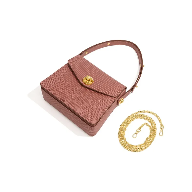 Gong Xuan Lizard Embossed Cow Leather Chain Bag, Shoulder Bag, Crossbody Bag, Handbag Regular Women's-11