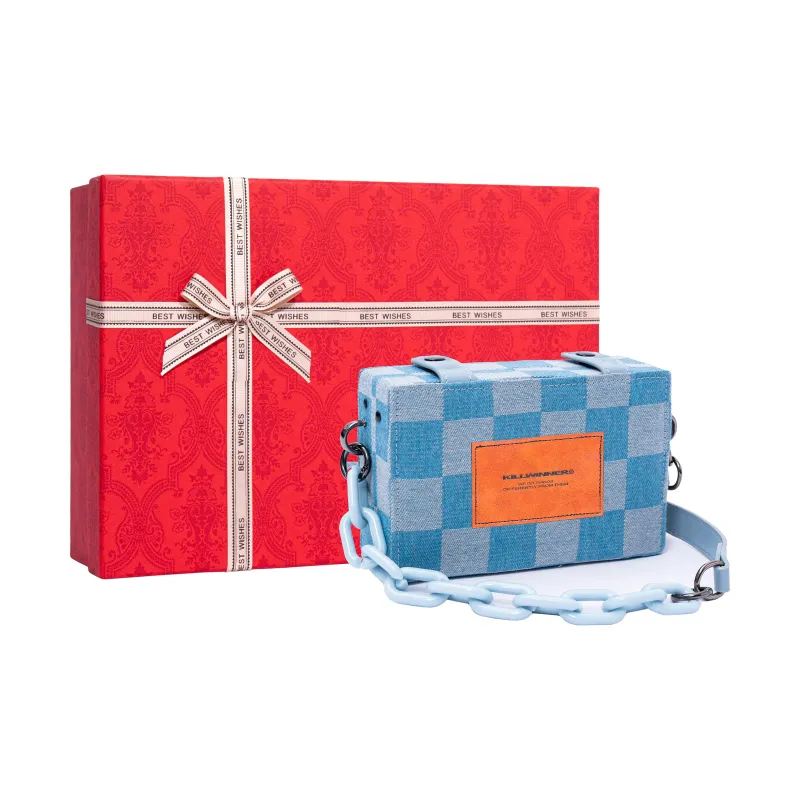 KILLWINNER Denim Shoulder Bag Crossbody Bag Small Size Unisex Dark Blue Light Blue-11