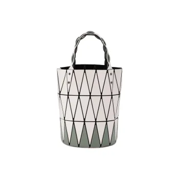 ISSEY MIYAKE Basket Vinyl Chloride Resin Basket Bag Cylinder Bag Handbag Regular Women's White & Green