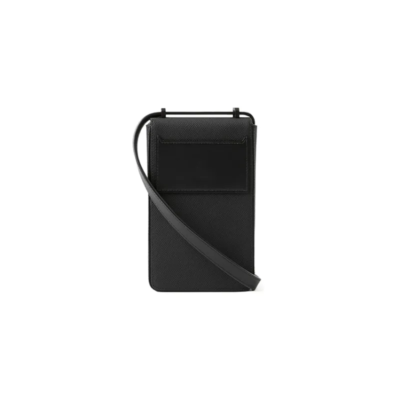 Burberry Calfskin One Shoulder Crossbody Cell Phone Pouch Men's Black-2