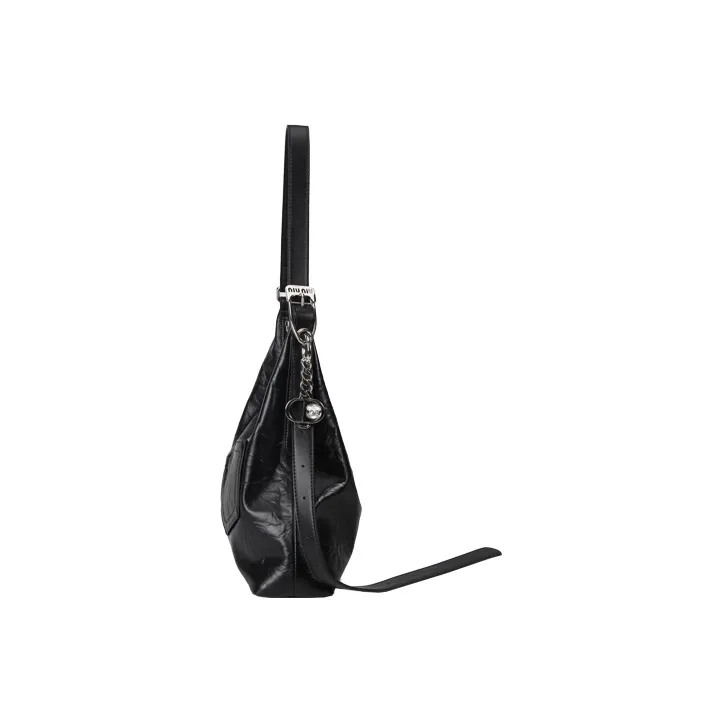 YOCAMU Cow Leather Shoulder Bag Crossbody Bag Large Size Unisex Black/White-3