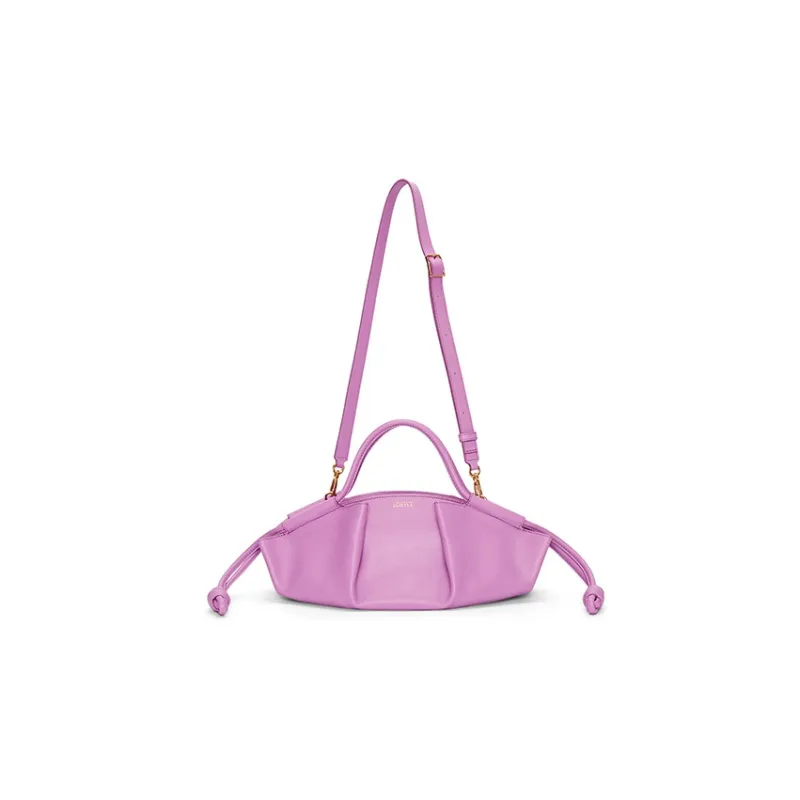 LOEWE Shiny Nappa Cow Leather Dumpling Bag Shoulder Bag Crossbody Bag Handbag Small Size Women's Purple-4