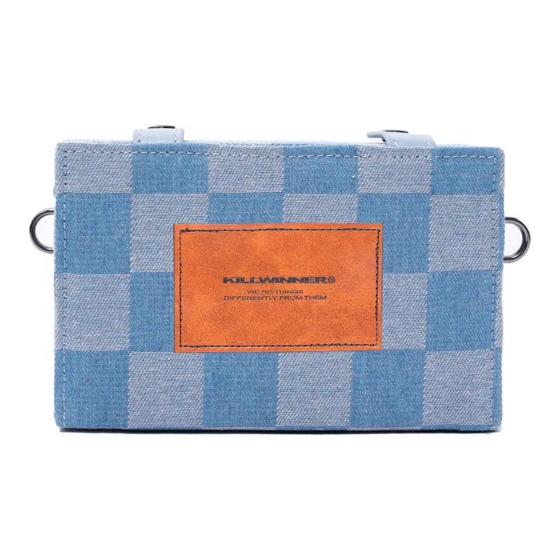 KILLWINNER Denim Shoulder Bag Crossbody Bag Small Size Unisex Dark Blue Light Blue-16