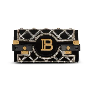 BALMAIN B-BUZZ Cow Leather One Shoulder Crossbody Clutches Women's Black