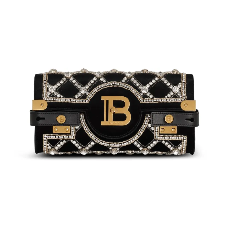 BALMAIN B-BUZZ Cow Leather One Shoulder Crossbody Clutches Women's Black-0
