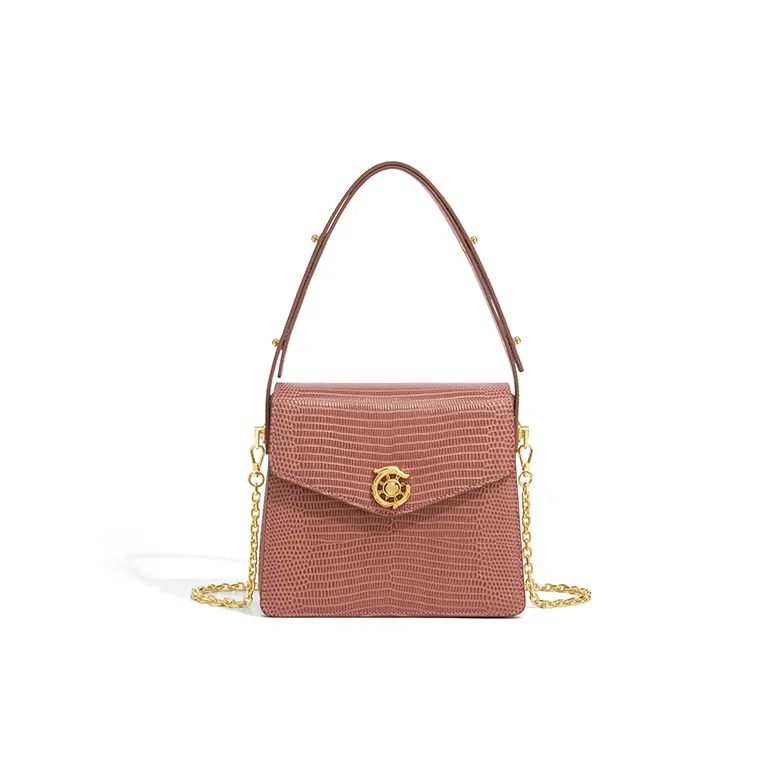 Gong Xuan Lizard Embossed Cow Leather Chain Bag, Shoulder Bag, Crossbody Bag, Handbag Regular Women's-8