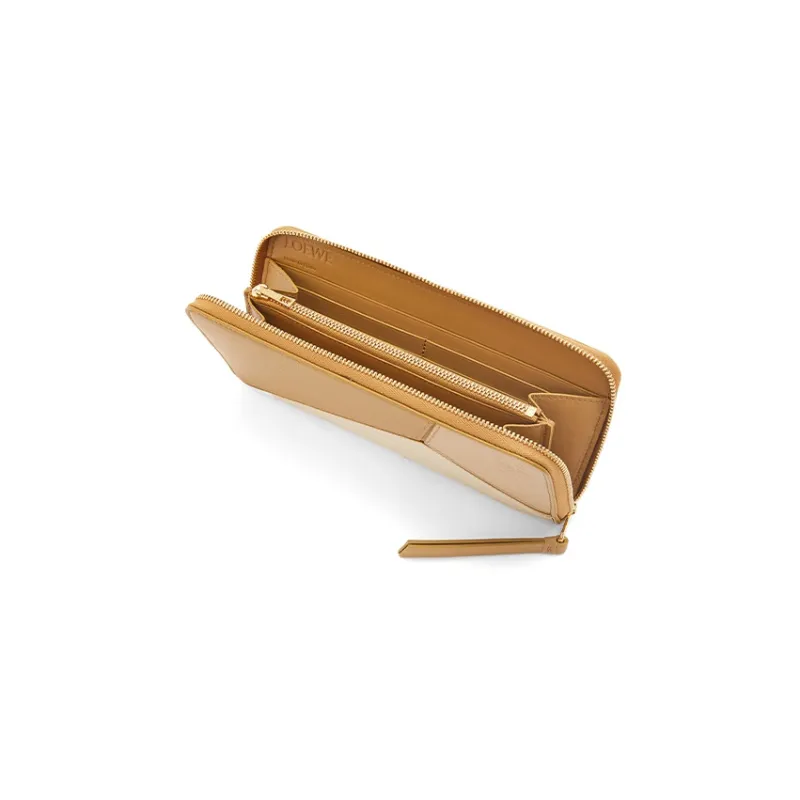 LOEWE Puzzle Calfskin Wallet Women's Beige/Taupe/Gold-3