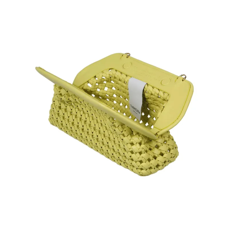 THEMOIRE Bios Nappa Leather Clutch Regular Women's Kiwi Yellow-2