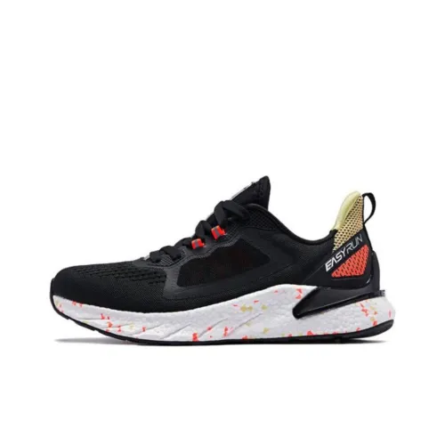 QIAODAN Shock Absorbers Slip Resistant Breathable Low Top Running Shoes Men's Black Yellow Red