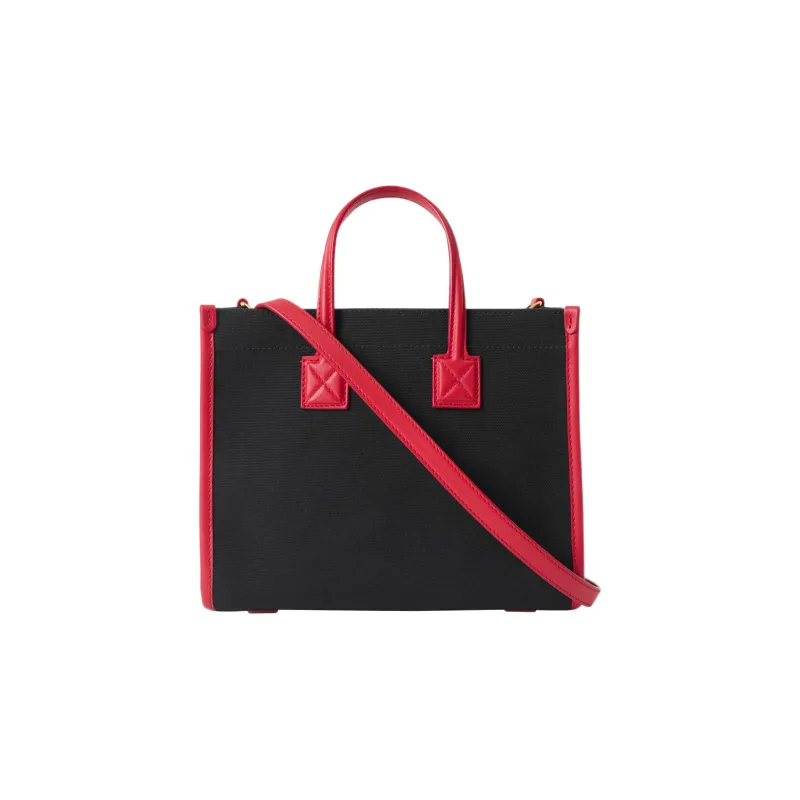 Burberry Freya Canvas With Leather Tote Bag Shopping Bag Handbag Mini Women's Black/Red-2