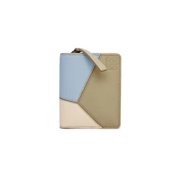 LOEWE Puzzle Classic Calfskin Wallet Women's Blue/Sage Green/Beige