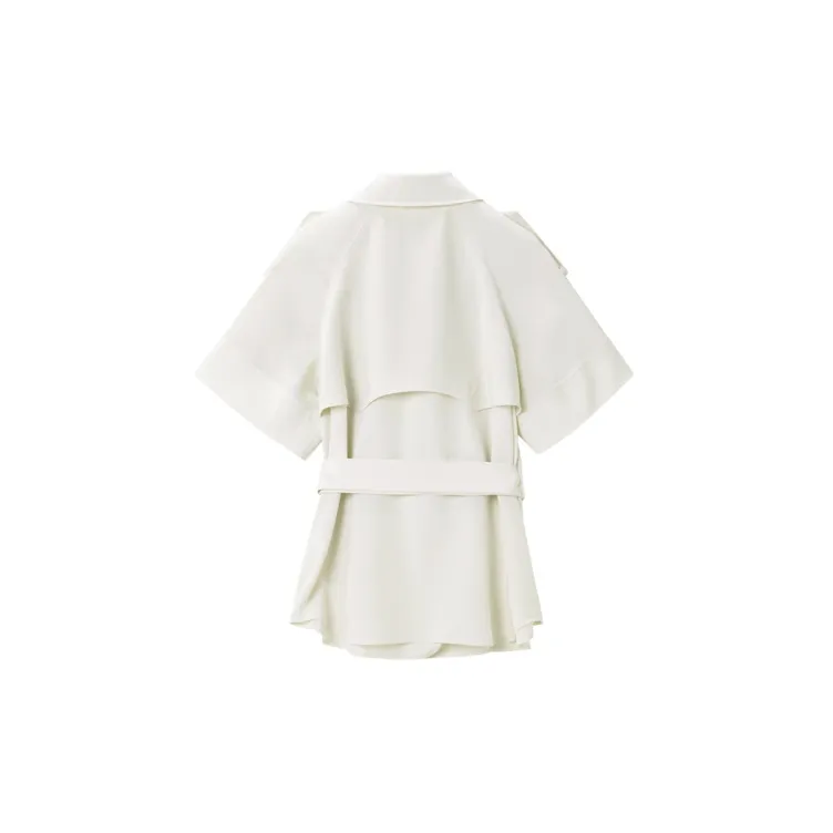 OVV Trench Coats Women's Ecru Solid Color 04-1