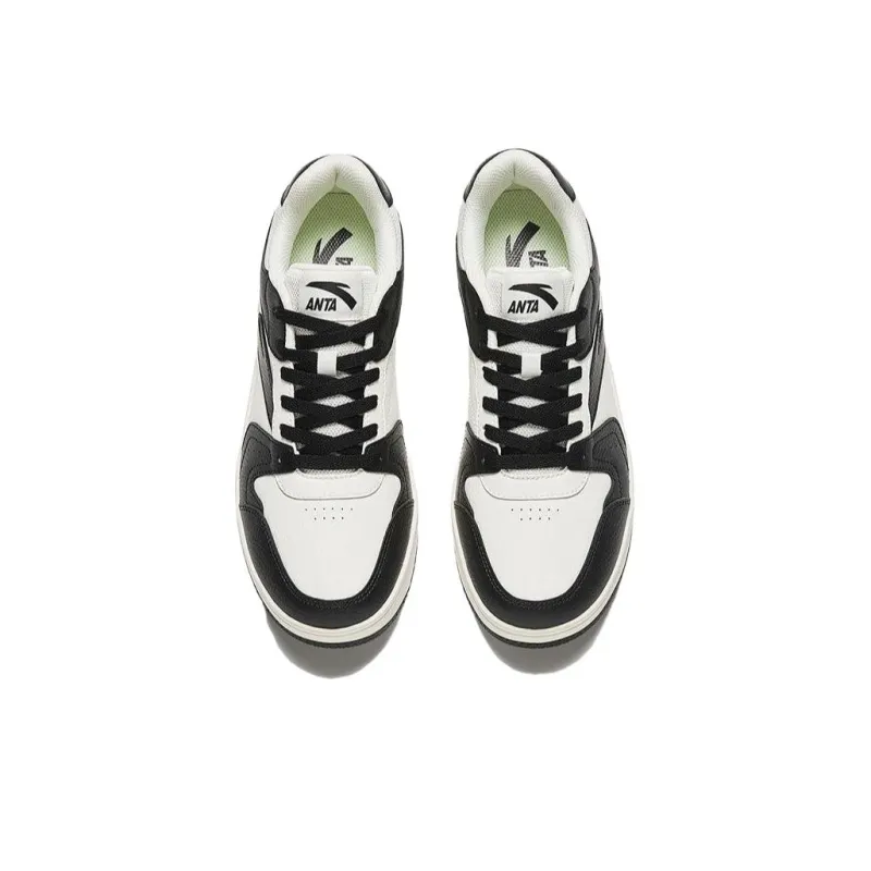 Anta Slip Resistant, Abrasion Resistant, Lightweight Low Top Skateboard Shoes Men's Black White-2