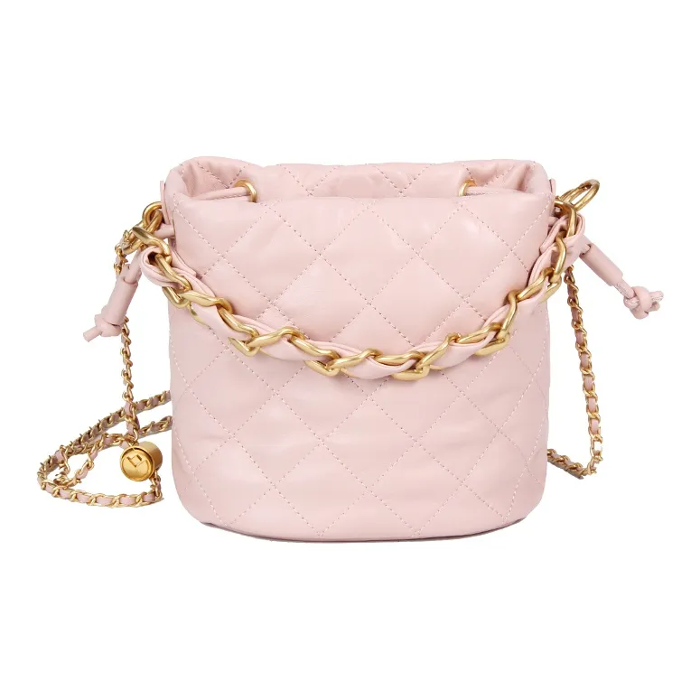 YOCAMU The First Layer Of Calfskin Bucket Bag Chain Shoulder Bag Crossbody Bag Handbag Regular Women's White/Pink/Black-9