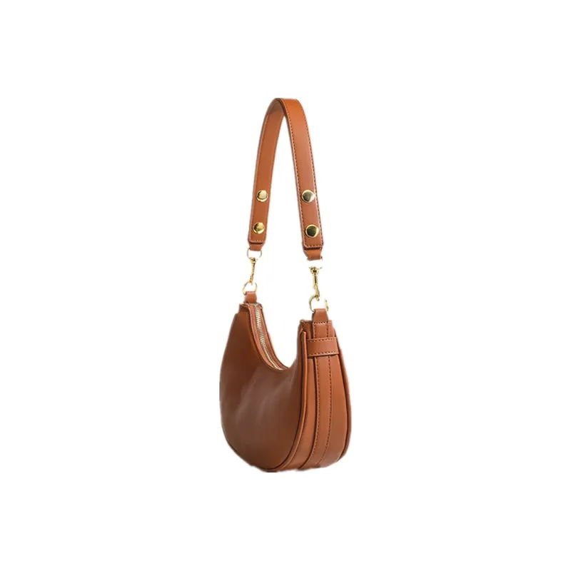 NOMK PU Crescent Bag, Small Square Bag, Shoulder Bag, Saddle Bag, Shoulder Bag Regular Women's Black/Brown-1