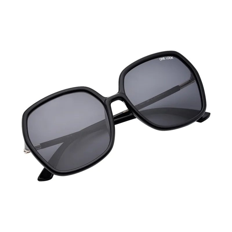 Sijue TR/Memory Plastic Irregular Shape Sunglasses Unisex Black Frame With Transparent Outline-1