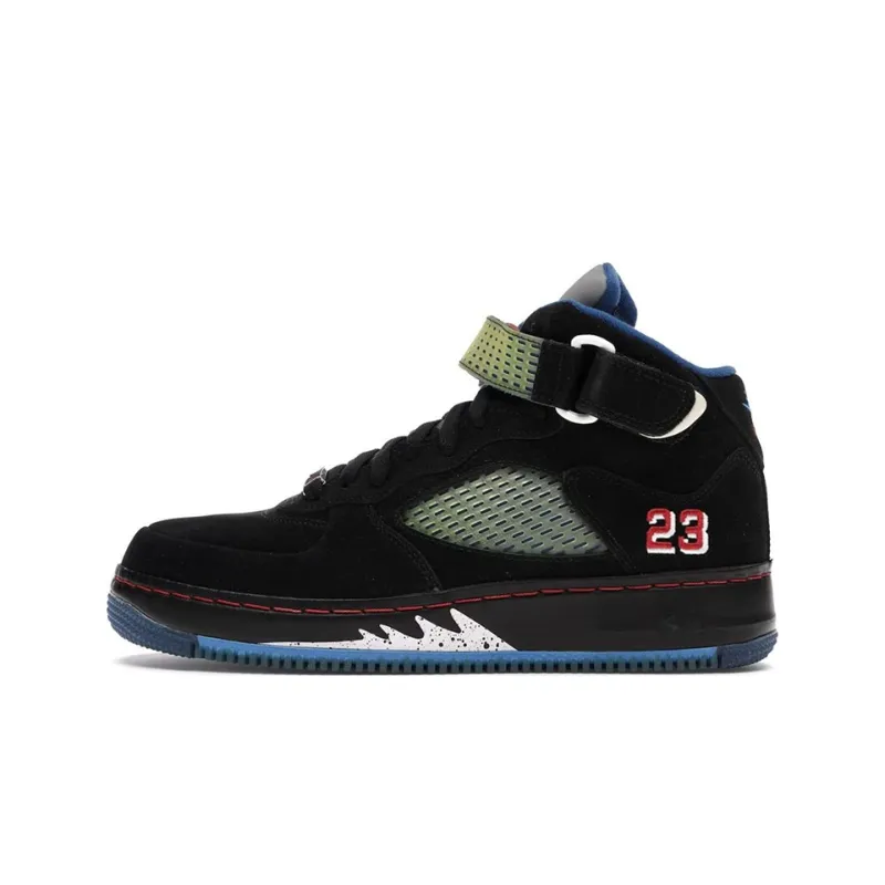 Jordan Ajf 5 Black Blue Ribbon Varsity Red-0