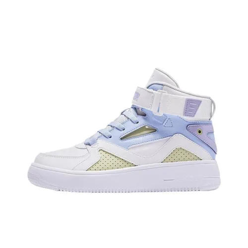 QIAODAN Abrasion Resistant Height Increasing High Top Skateboard Shoes Women's Purple White Blue