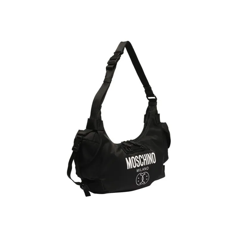 MOSCHINO SMILEY Collaboration Cotton Hobo Bag Crossbody Bag Shoulder Bag Men's Black-3