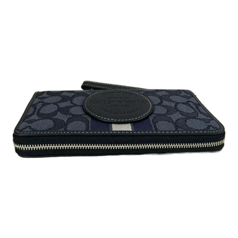 COACH Dempsey Jacquard With Pebbled Leather Card Holder, Wallet Women's Midnight Marine-2