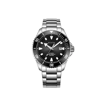 Fiyta Ocean Express Automatic Mechanical Movement Stainless Steel Strap Watch Men's Watches Black Dial