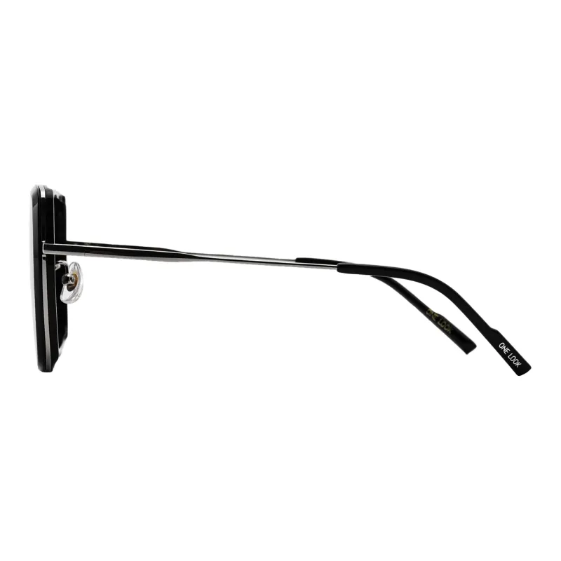 Sijue TR/Memory Plastic Square Sunglasses Unisex Black-3