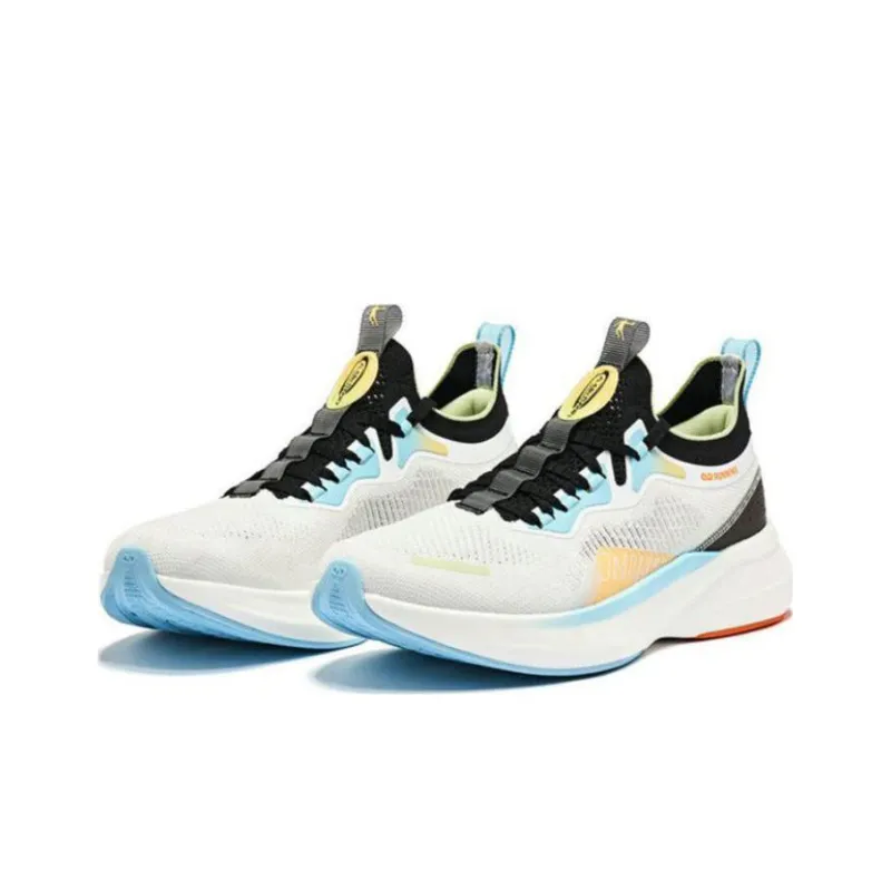 QIAODAN Popular 12Plus Breathable And Wear-resistant Low-Top Running Shoes Men's White Blue Orange-1