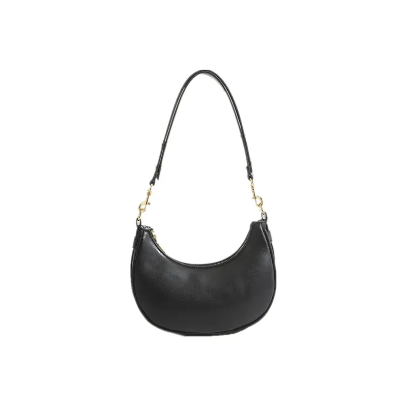 NOMK PU Crescent Bag, Small Square Bag, Shoulder Bag, Saddle Bag, Shoulder Bag Regular Women's Black/Brown-6