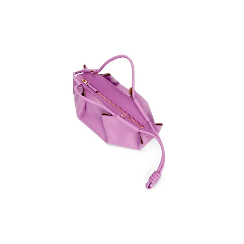 LOEWE Shiny Nappa Cow Leather Dumpling Bag Shoulder Bag Crossbody Bag Handbag Small Size Women's Purple-5