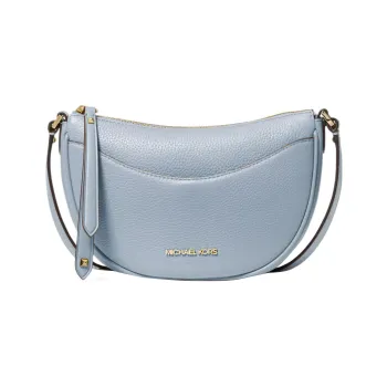 MICHAEL KORS Leather Crescent Bag, Shoulder Bag, Crossbody Bag Trumpets Women's Light Blue