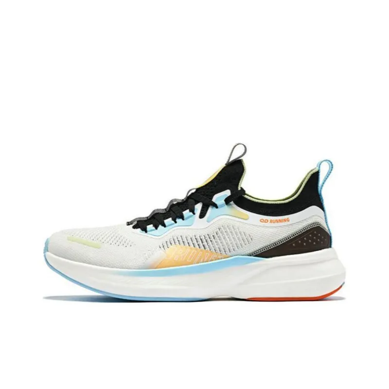 QIAODAN Popular 12Plus Breathable And Wear-resistant Low-Top Running Shoes Men's White Blue Orange-0