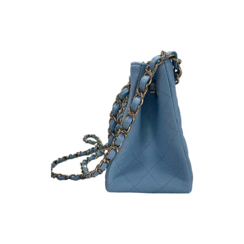 CHANEL Grain Embossed Cow Leather Tote Crossbody Bag Mini Women's Blue-1