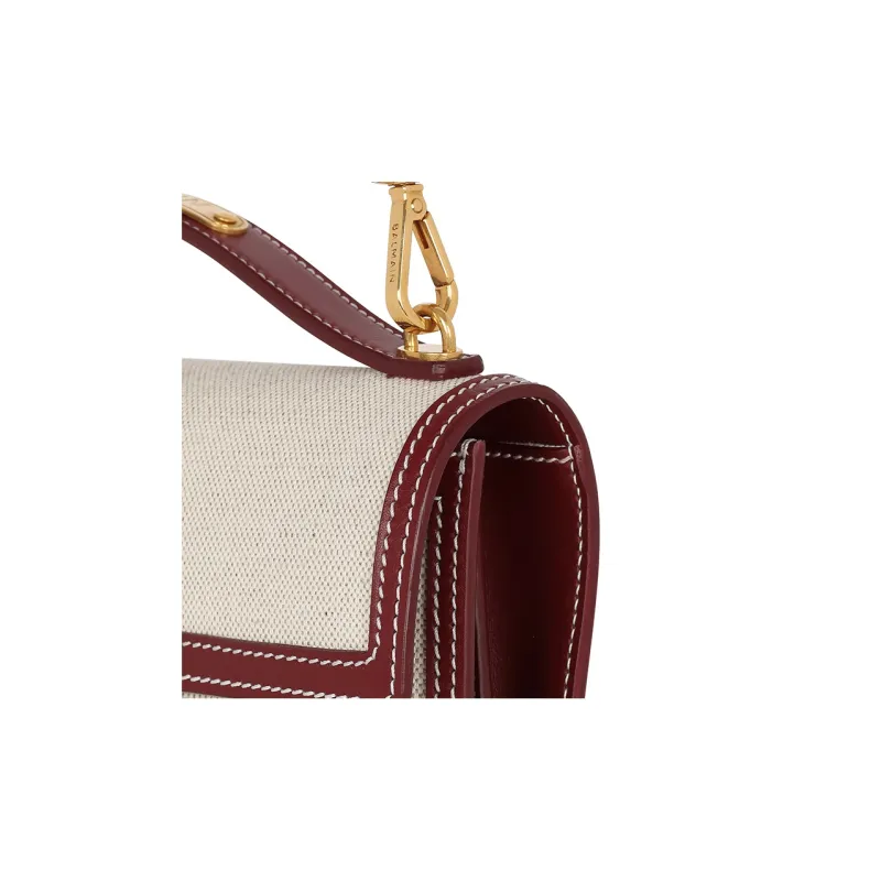 BALMAIN B BUZZ Canvas Leather Canvas Bag, Shoulder Bag, Crossbody Bag, Handbag Women's Beige-3
