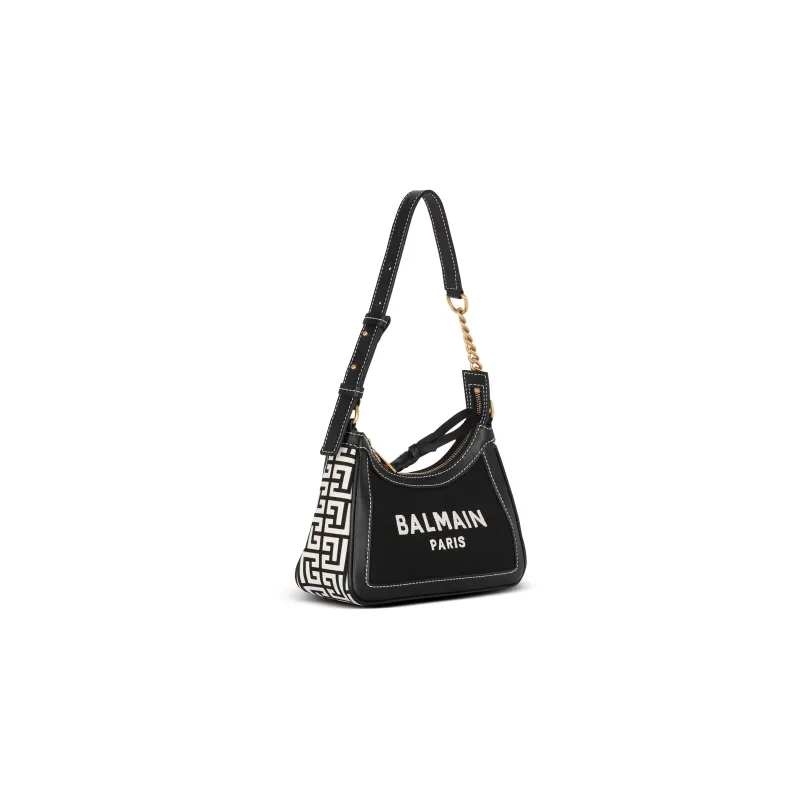 BALMAIN B ARMY Cotton With Calfskin Handbag, Shoulder Bag Women's Black-1