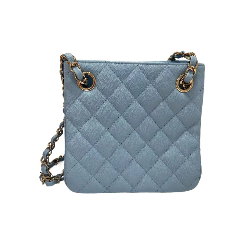CHANEL Grain Embossed Cow Leather Tote Crossbody Bag Mini Women's Blue-2