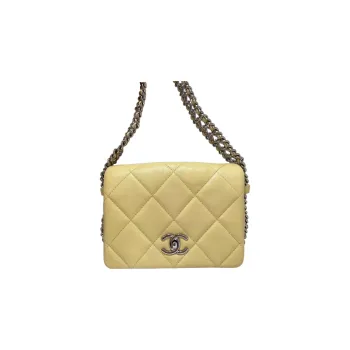 CHANEL 22P Lambskin Flap Bag Shoulder Bag Crossbody Bag Mini Women's Yellow