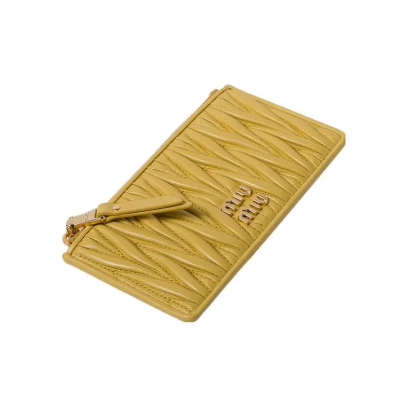 MIU MIU Matelassé Nappa Leather Wallet Regular Women's Yellow-2