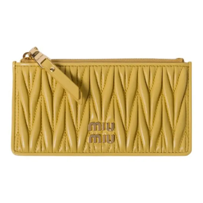 MIU MIU Matelassé Nappa Leather Wallet Regular Women's Yellow-0