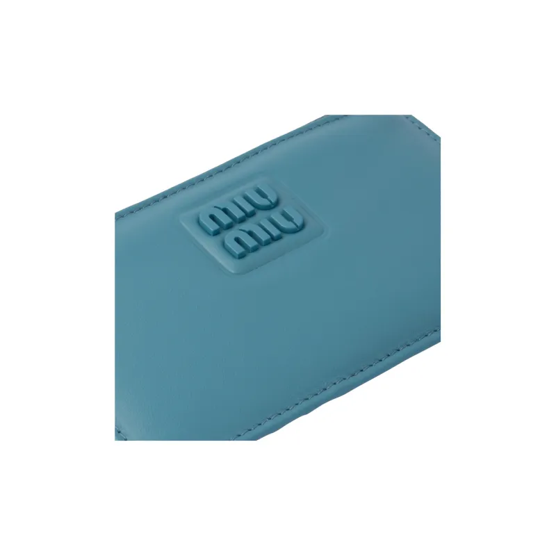 MIU MIU Leather Wallet Women's Sea Blue-4