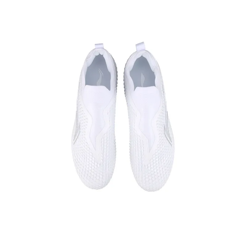 LiNing MG Rubber Short Studs Artificial Ground Cushioning Soccer Shoes Men's White-3