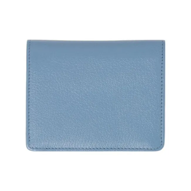 MIU MIU Leather Wallet Trumpets Women's Blue-1