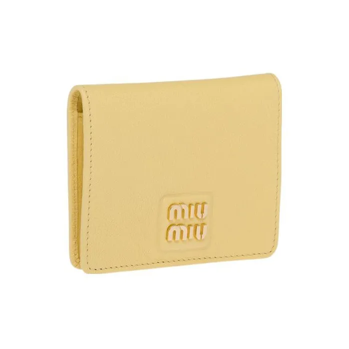 MIU MIU Leather Wallet Small Size Women's Yellow-1