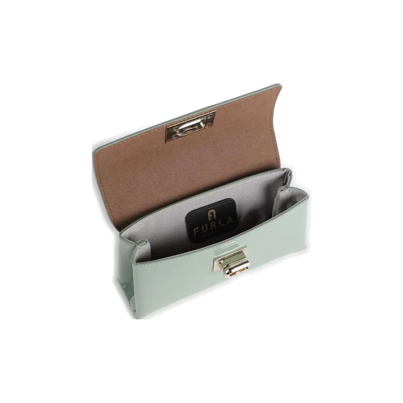 Furla 1927 Collection Patent Leather Shoulder Bag Crossbody Bag Handbag Mini Women's Green-3