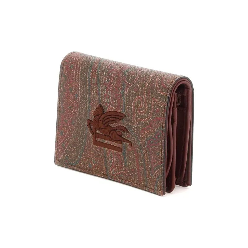 ETRO Embroidery Card Holder, Wallet Small Size Women's Red-1