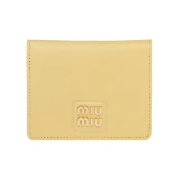 MIU MIU Leather Wallet Small Size Women's Yellow